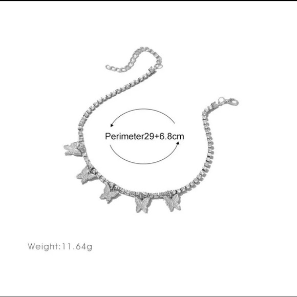 Cubic Zircon SilverButterfly Anklet/Bracelet - Picture 7 of 7